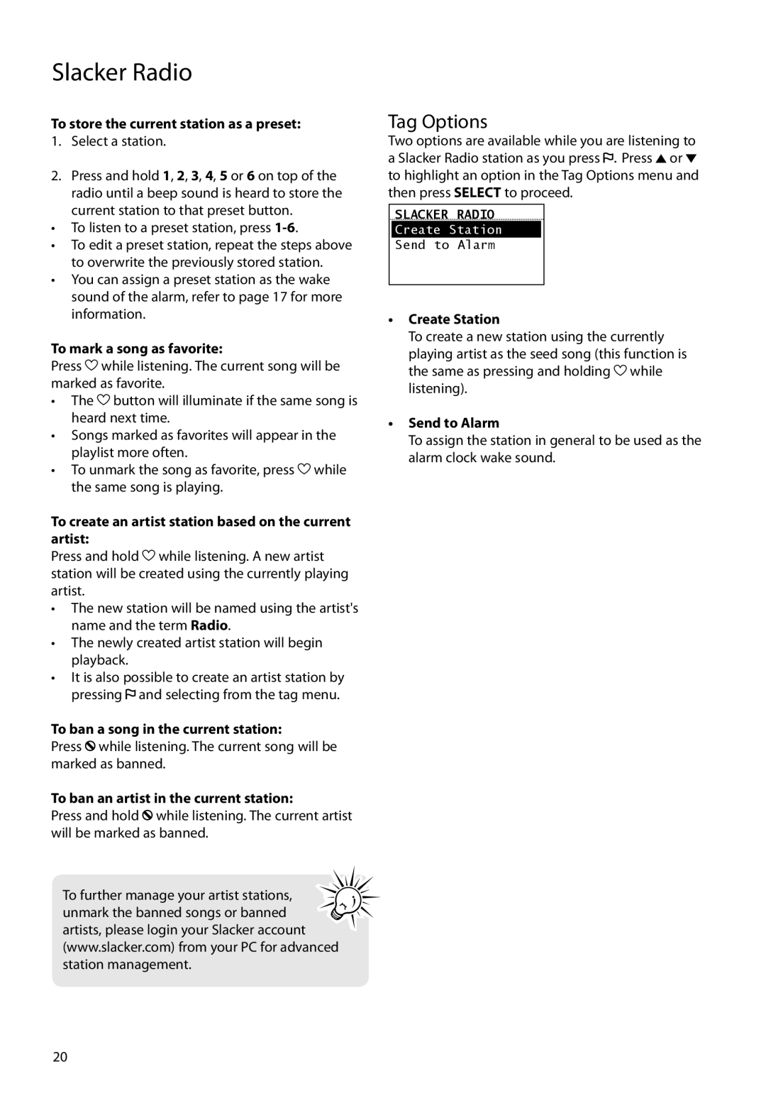 Audiovox RIR205, RIR200 user manual Tag Options 