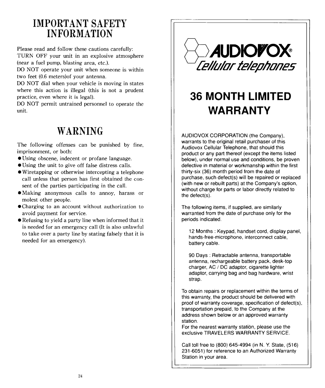 Audiovox SBC Series manual 