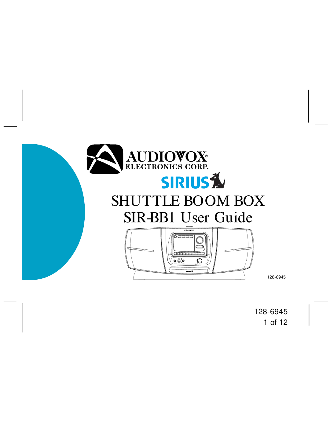 Audiovox SIR-BB1 manual Shuttle Boom BOX 