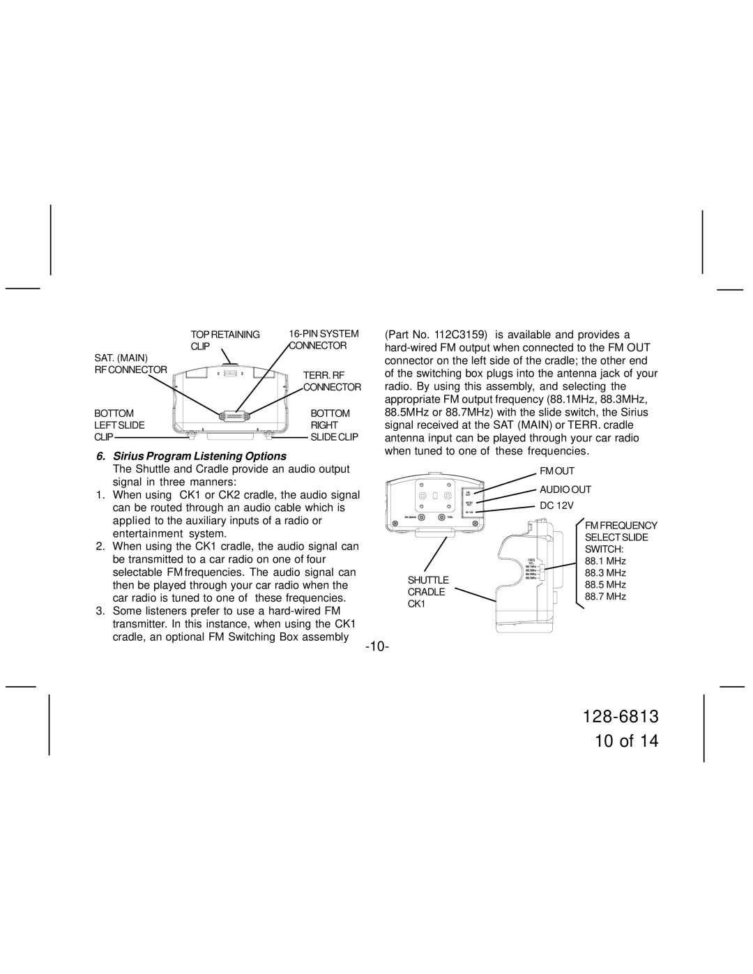 Audiovox SIR-CK1, SIR- CK2 manual Sirius Program Listening Options 