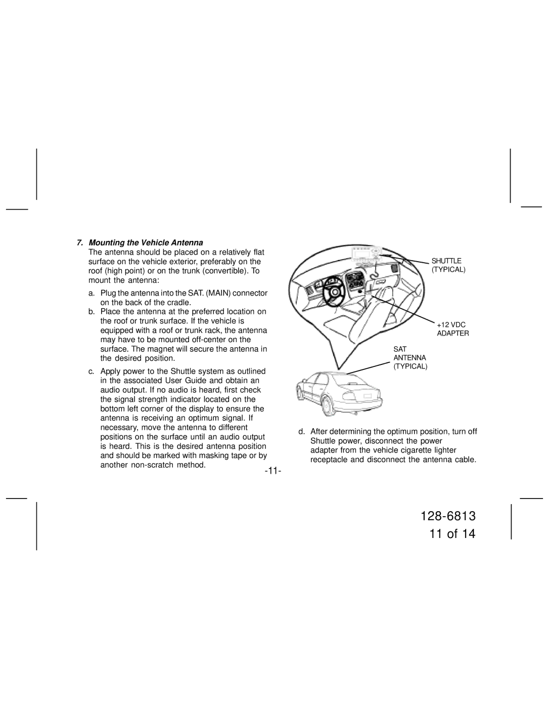 Audiovox SIR- CK2, SIR-CK1 manual Mounting the Vehicle Antenna 