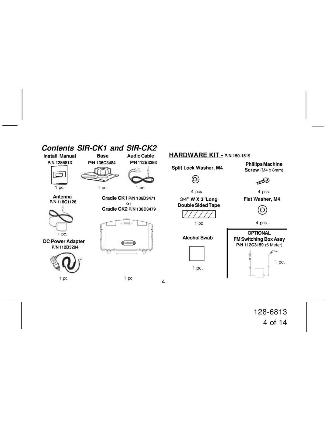 Audiovox SIR- CK2 manual Contents SIR-CK1 and SIR-CK2 