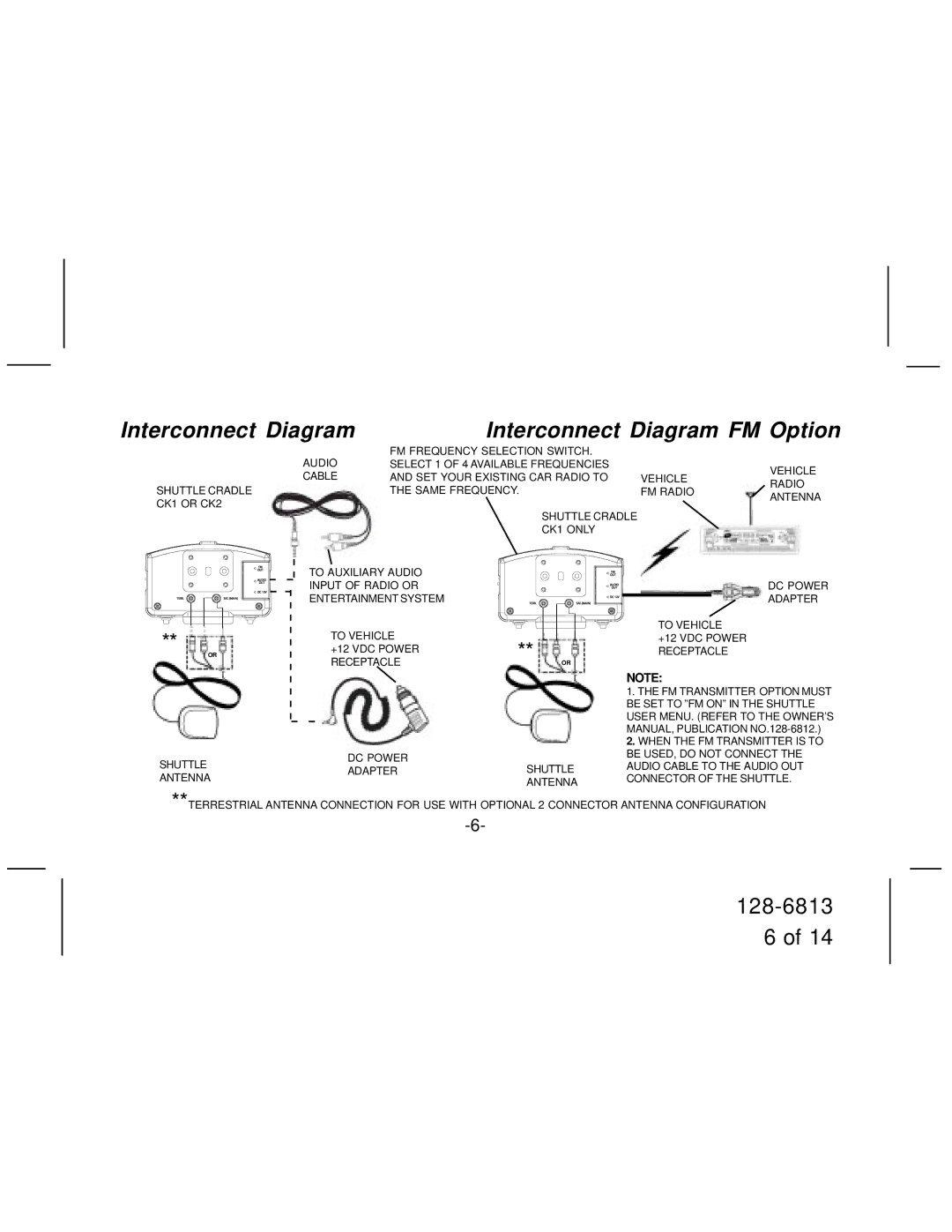 Audiovox SIR-CK1, SIR- CK2 manual Interconnect Diagram Interconnect Diagram FM Option 