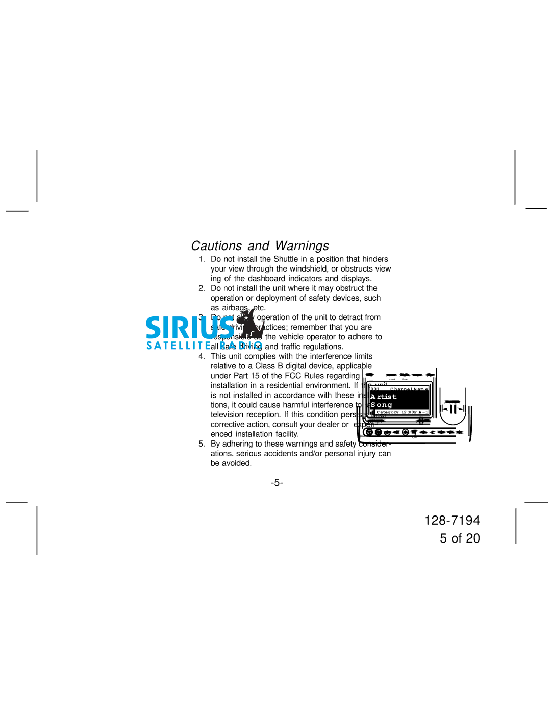 Audiovox SIR-CK3 manual 128-7194 