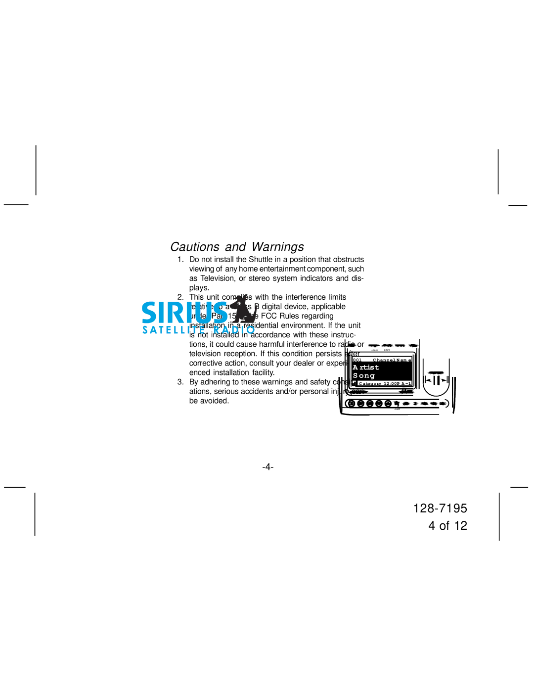 Audiovox SIR-HK3 manual 128-7195 