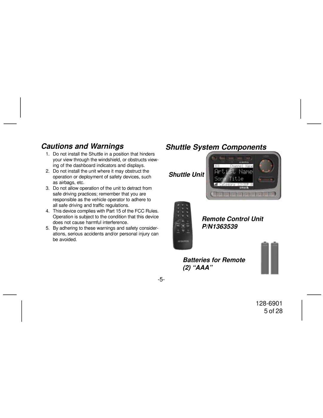 Audiovox SIR-PNP2 manual Shuttle System Components 