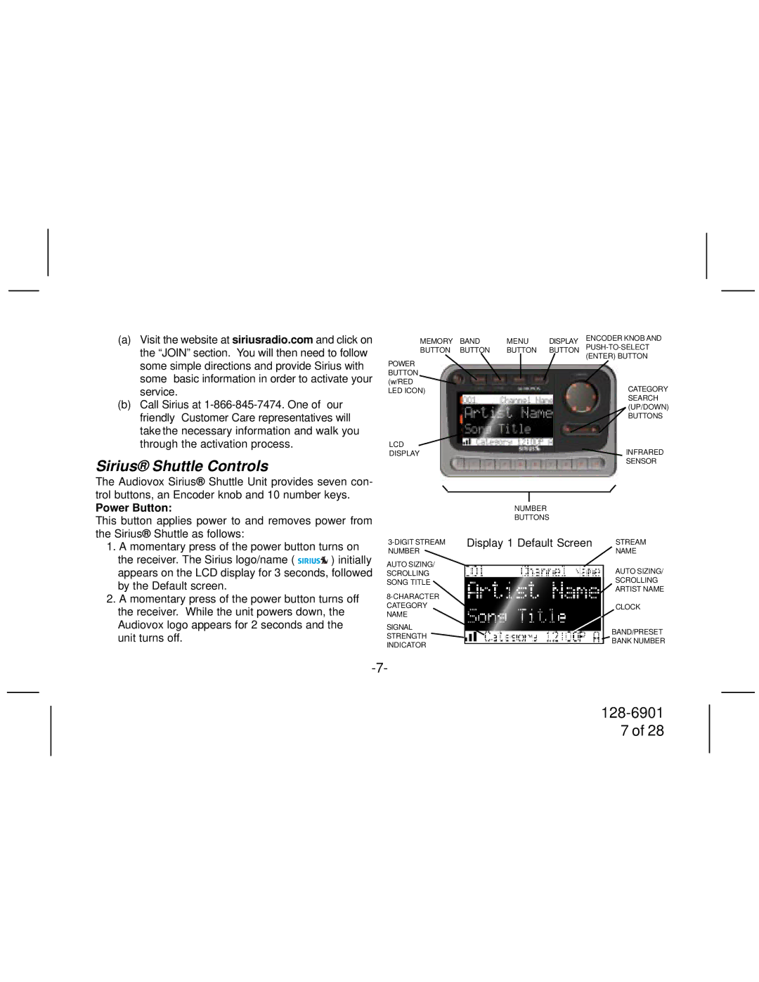 Audiovox SIR-PNP2 manual Join section. You will then need to follow, Power Button 