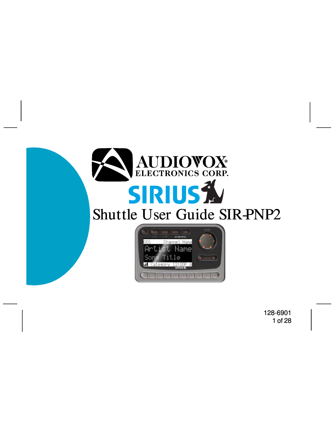 Audiovox manual 128-6901 1 of, Shuttle User Guide SIR-PNP2 
