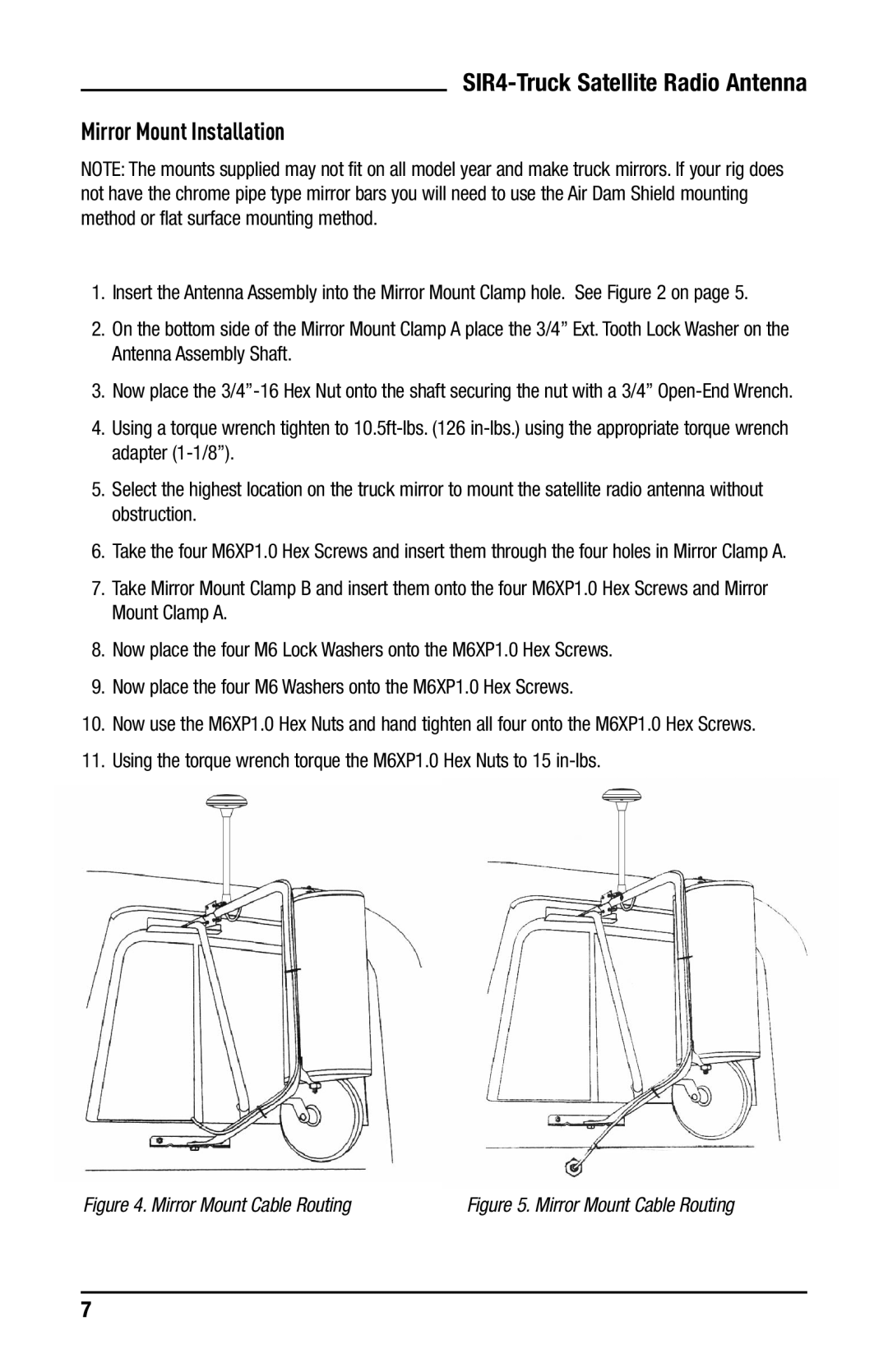 Audiovox owner manual SIR4-Truck Satellite Radio Antenna Mirror Mount Installation 