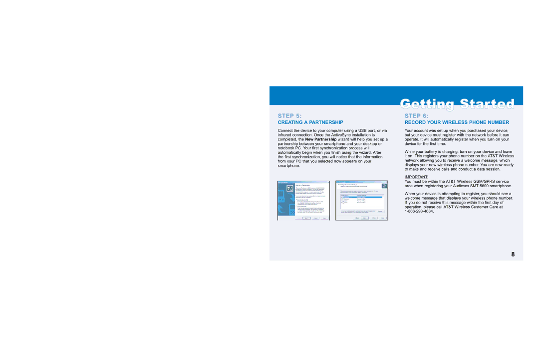 Audiovox SMT 5600 quick start Creating a Partnership, Record Your Wireless Phone Number 