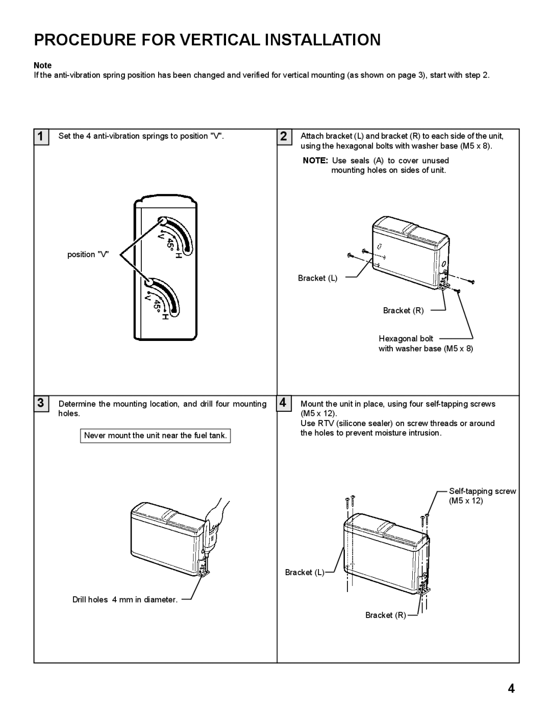 Audiovox SP-10CD installation manual Procedure for Vertical Installation 