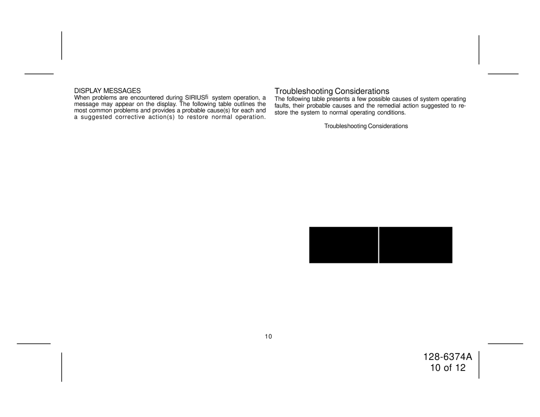 Audiovox SRSIR-001, SRSIR-001FM, SRSIR-001FMR manual Troubleshooting Considerations, Display Messages 