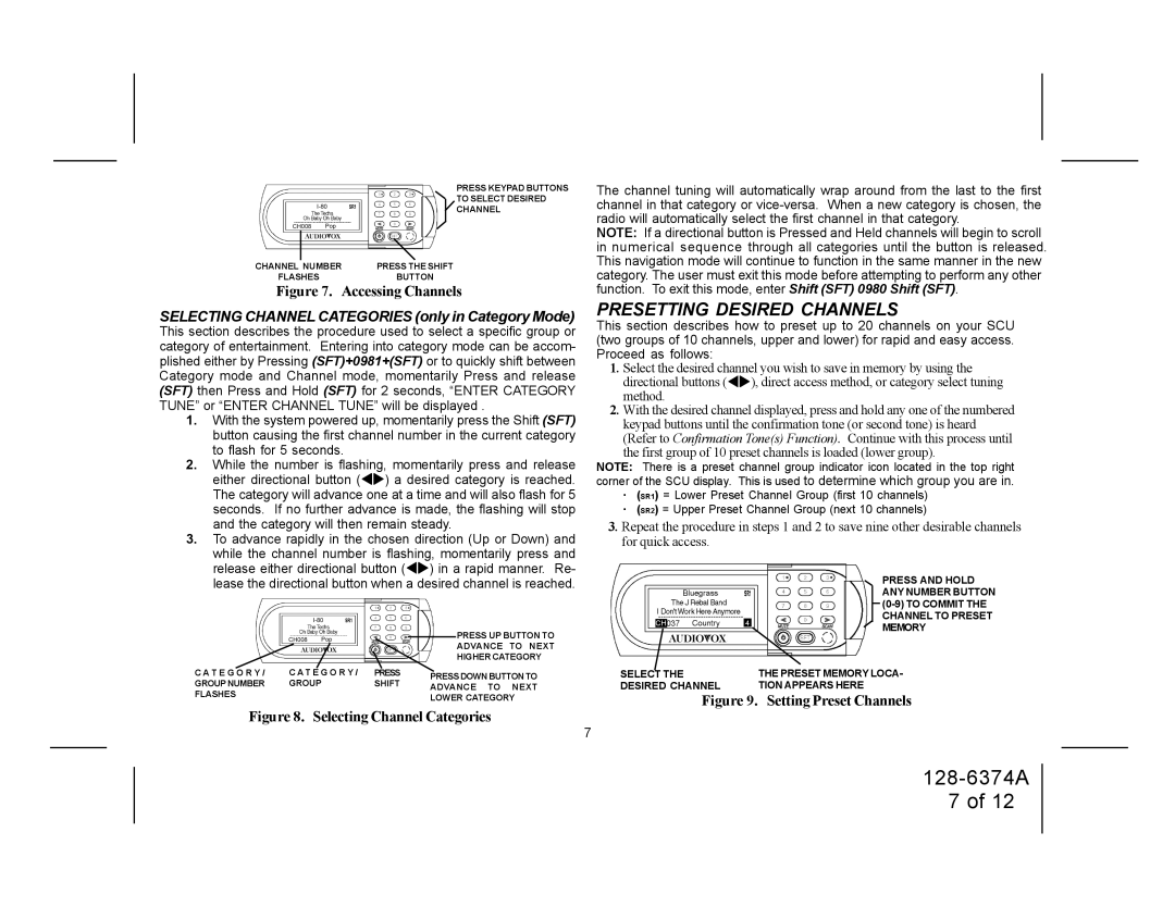 Audiovox SRSIR-001, SRSIR-001FM, SRSIR-001FMR manual Presetting Desired Channels, To flash for 5 seconds 