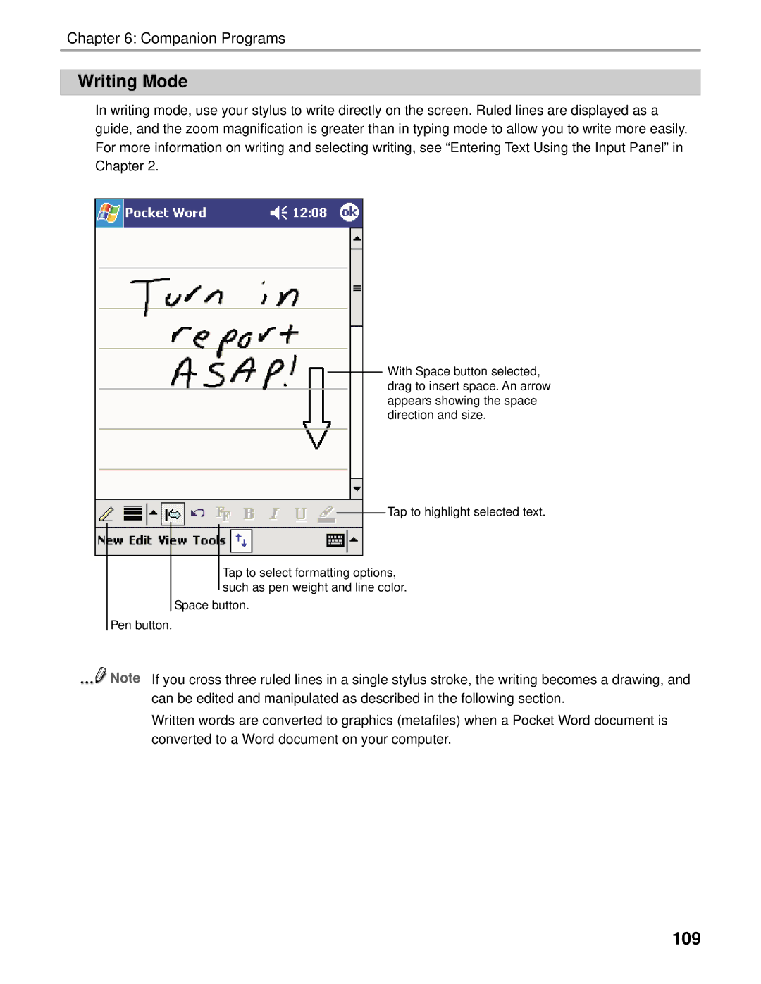 Audiovox Thero manual Writing Mode, 109 