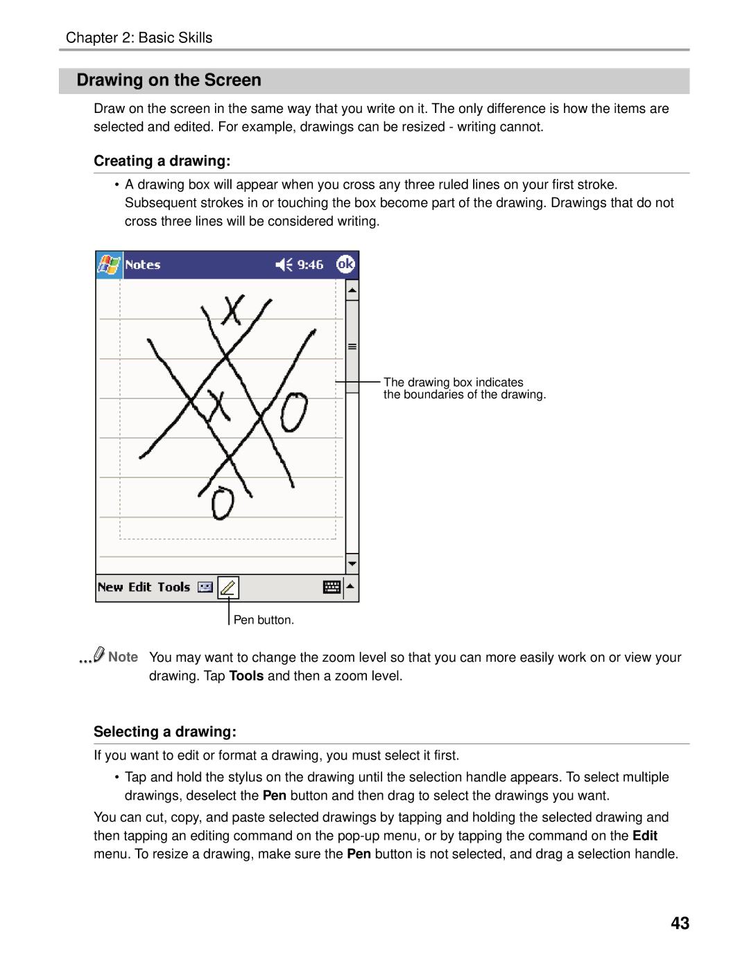 Audiovox Thero manual Drawing on the Screen, Creating a drawing, Selecting a drawing 