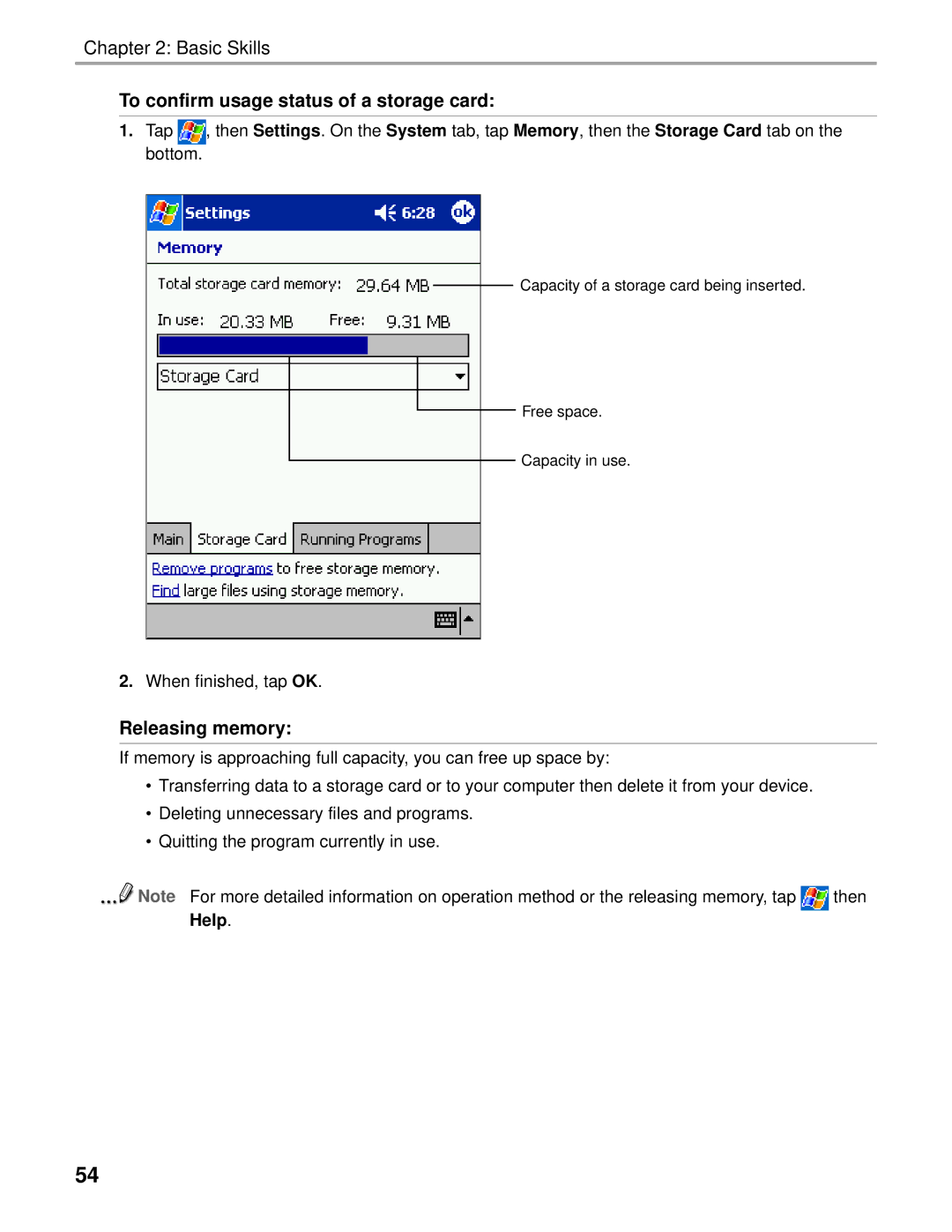 Audiovox Thero manual To confirm usage status of a storage card, Releasing memory 