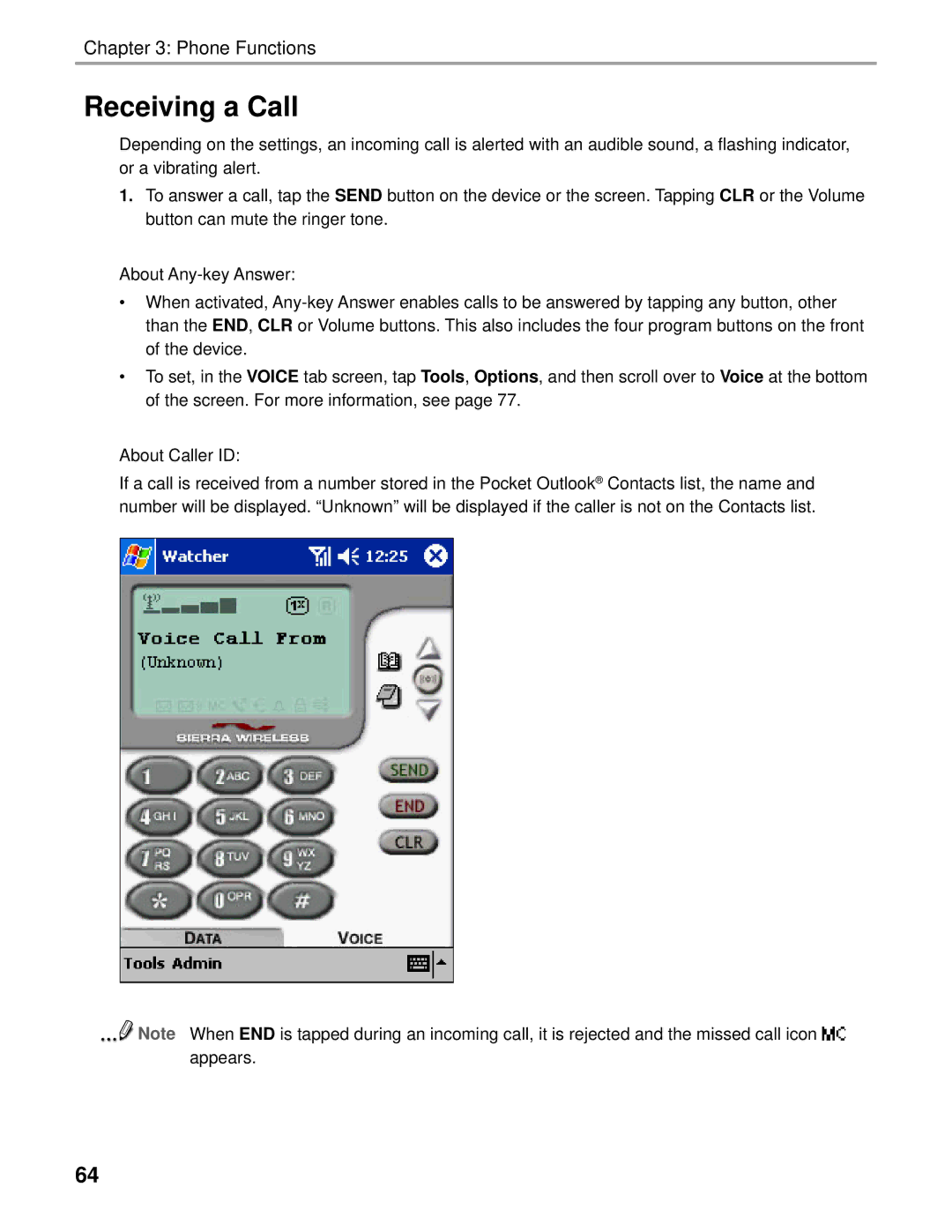 Audiovox Thero manual Receiving a Call 