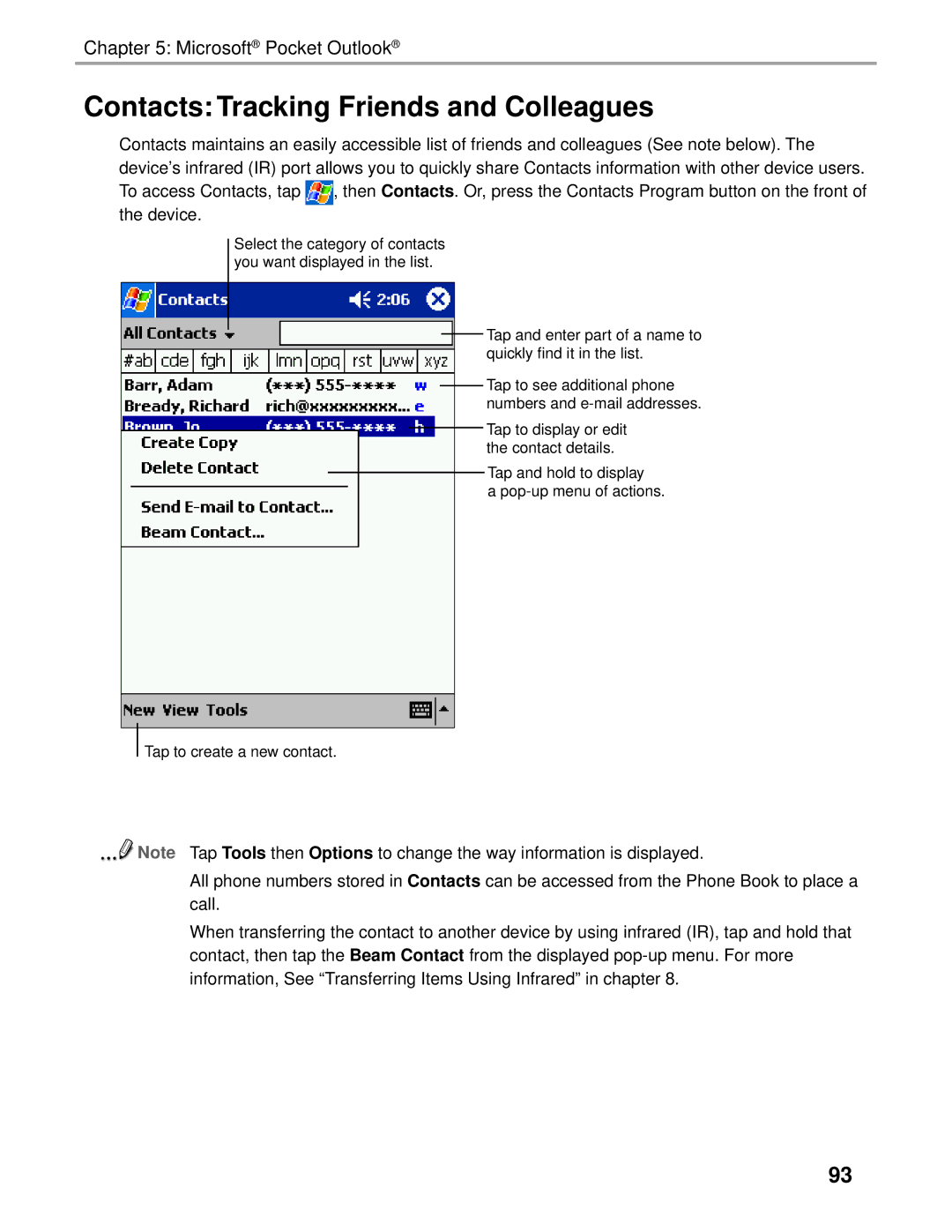 Audiovox Thero manual Contacts Tracking Friends and Colleagues 