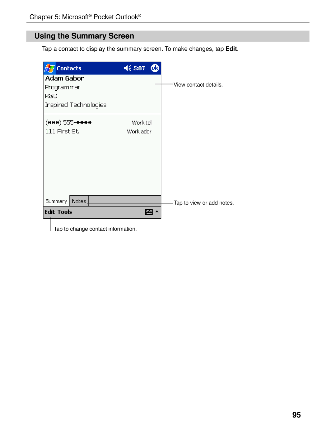 Audiovox Thero manual Using the Summary Screen 