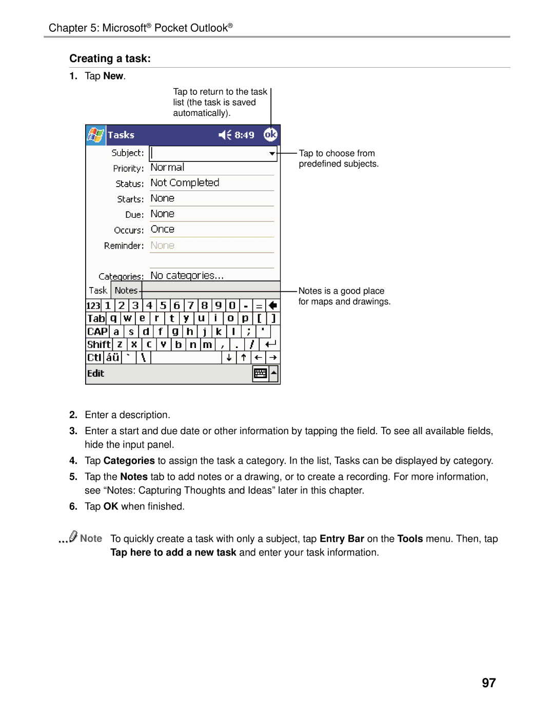 Audiovox Thero manual Creating a task 