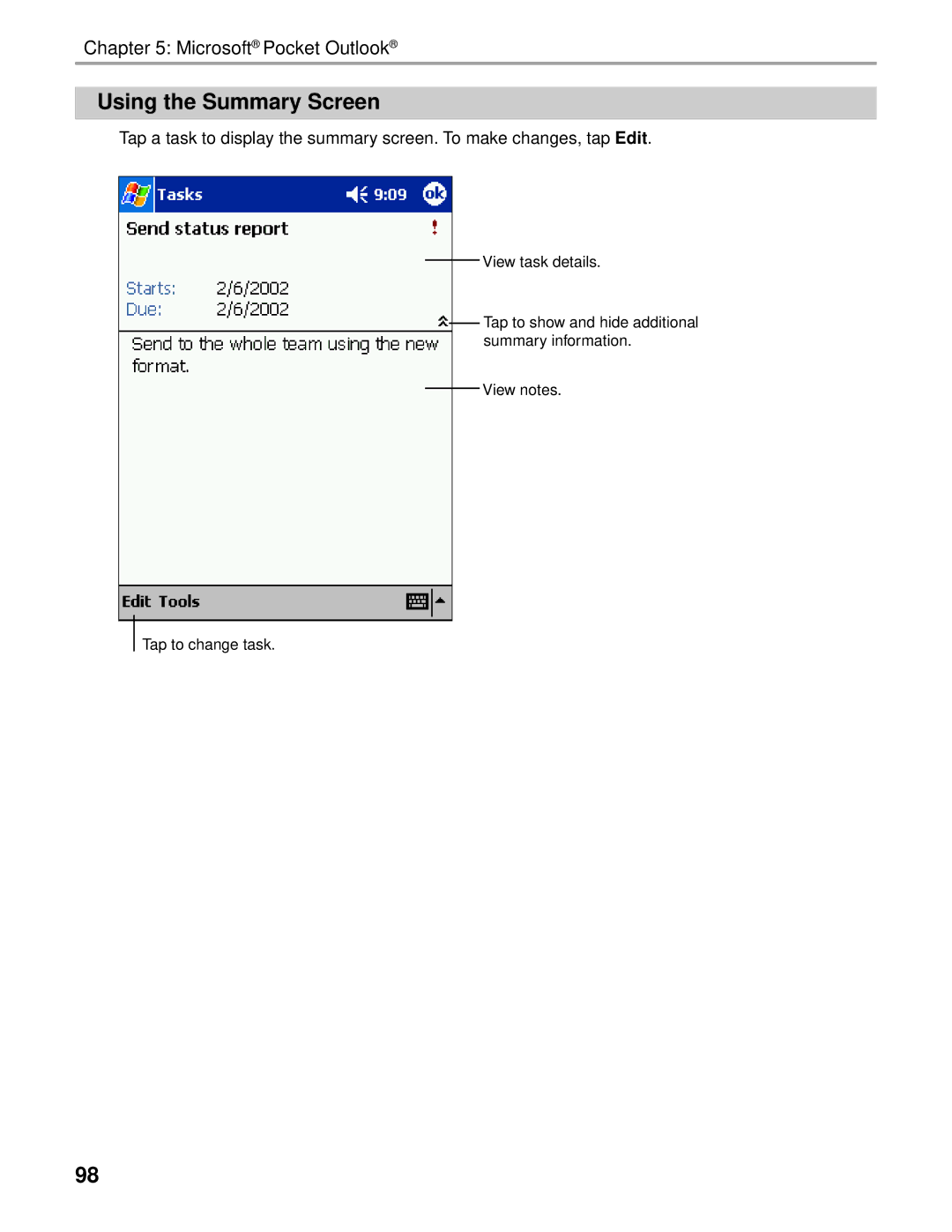 Audiovox Thero manual Using the Summary Screen 