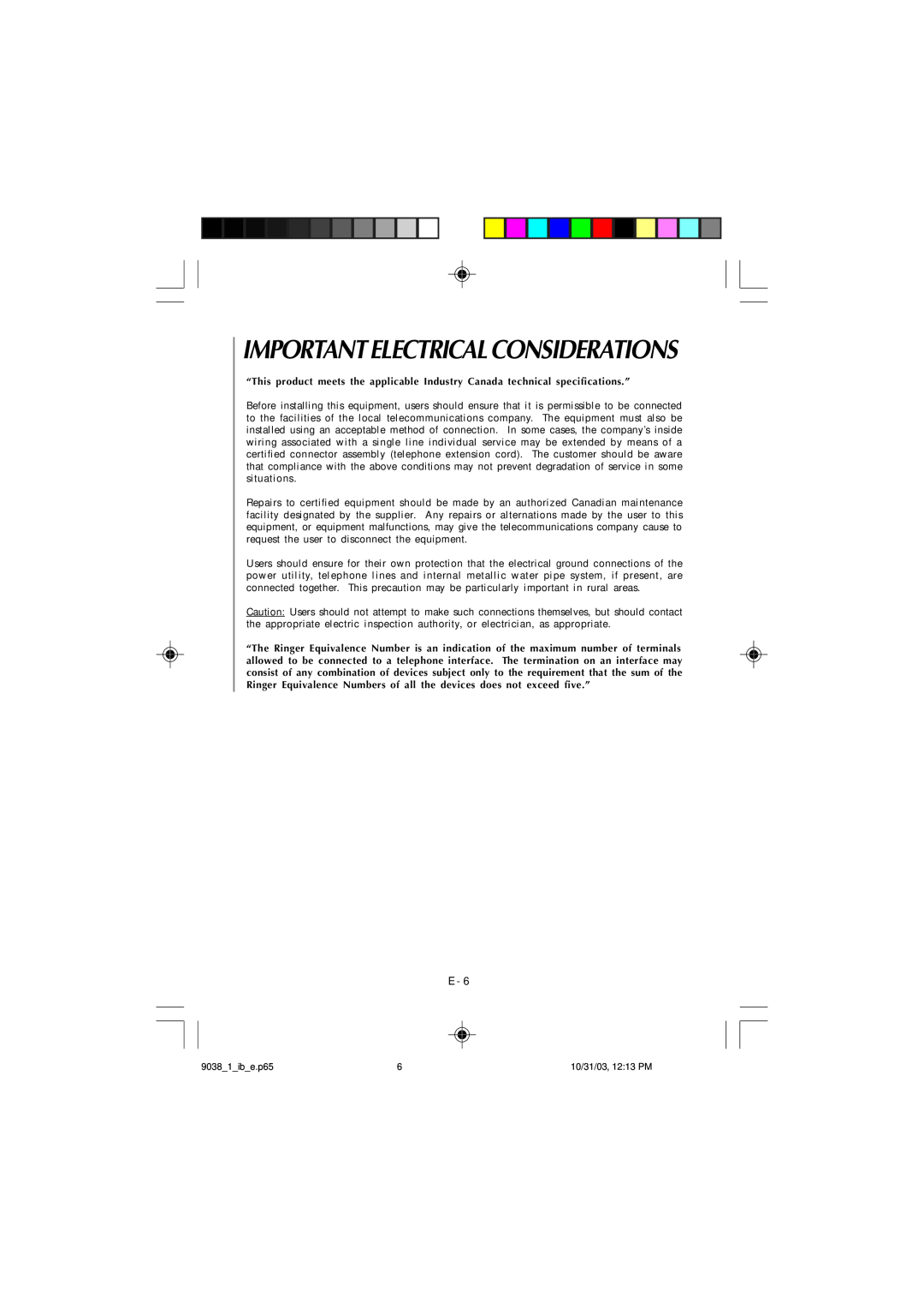 Audiovox 4GHz, TL1102 owner manual Importantelectricalconsiderations 