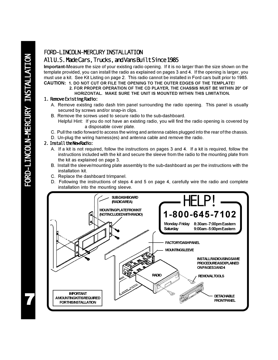 Audiovox TRY32 manual FORD-LINCOLN-MERCURY Installation, Ford-Lincoln-Mercuryinstallation 