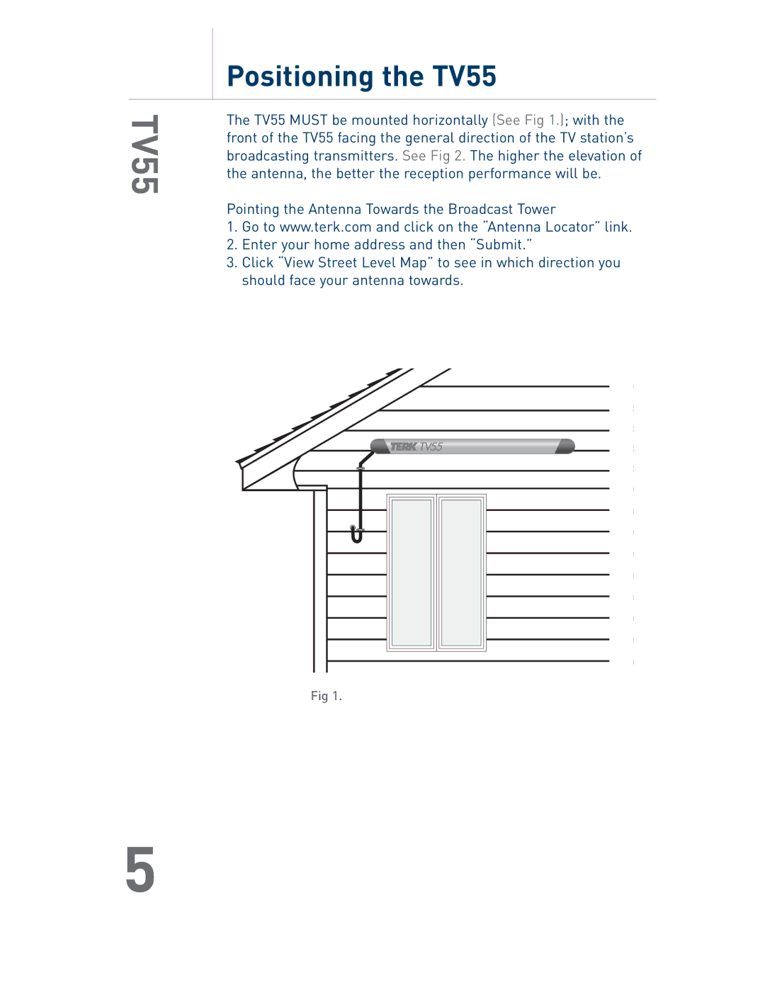 Audiovox owner manual Positioning the TV55 