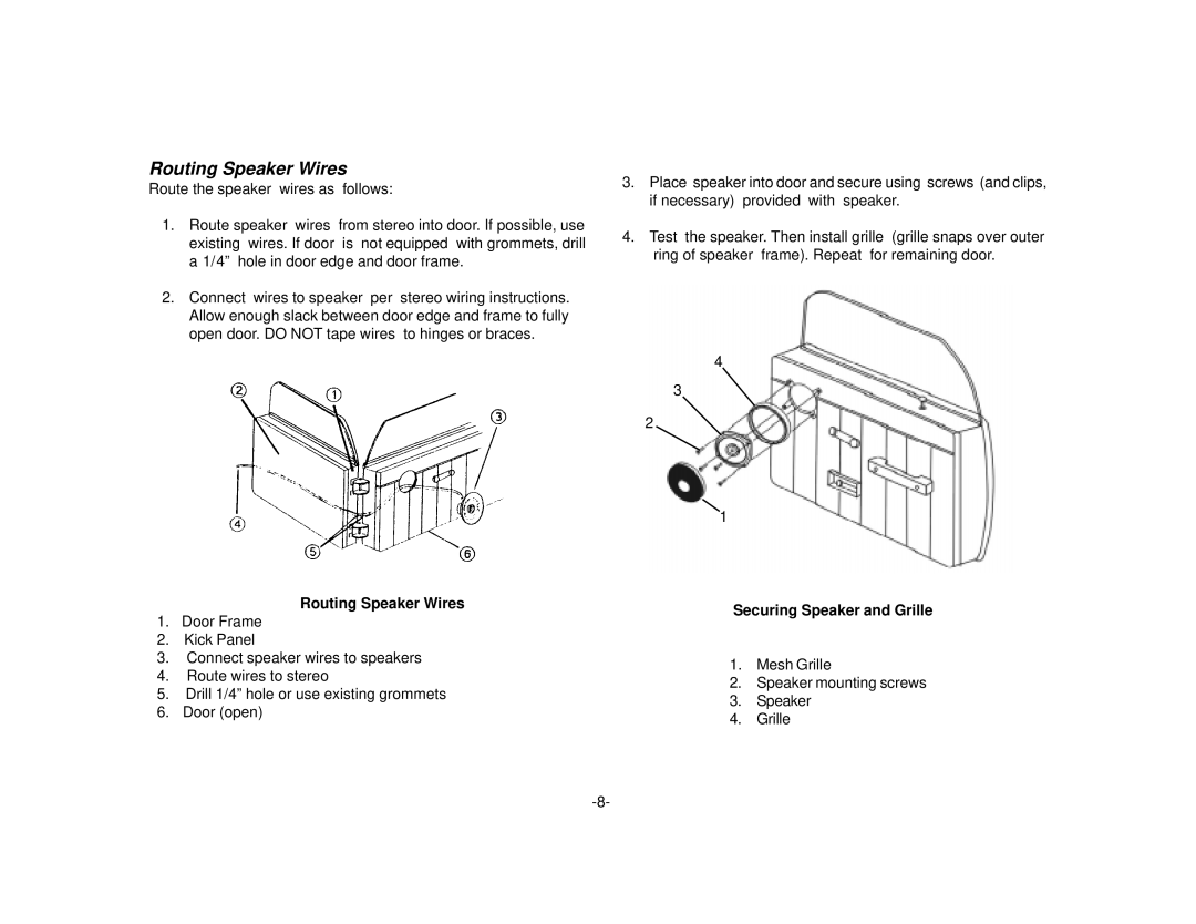 Audiovox Two-Way Speaker, TWO-WAY SPEAKERS owner manual Routing Speaker Wires 