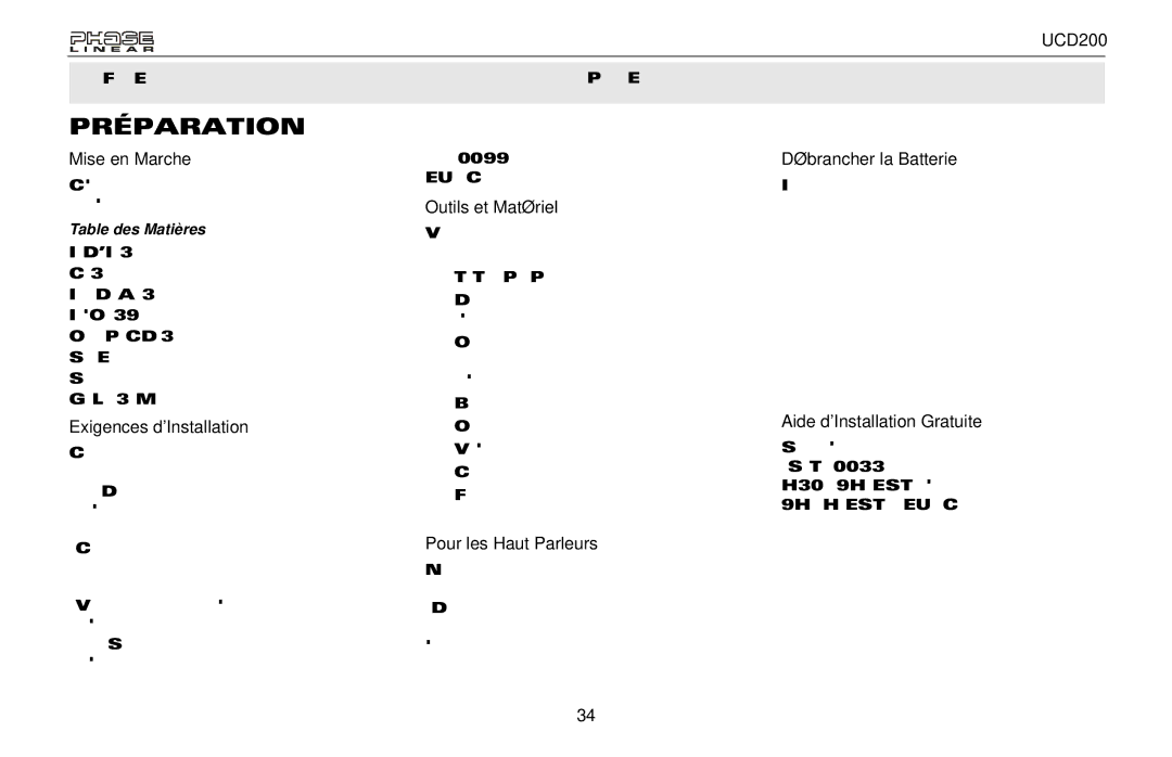 Audiovox UCD200 owner manual Préparation 