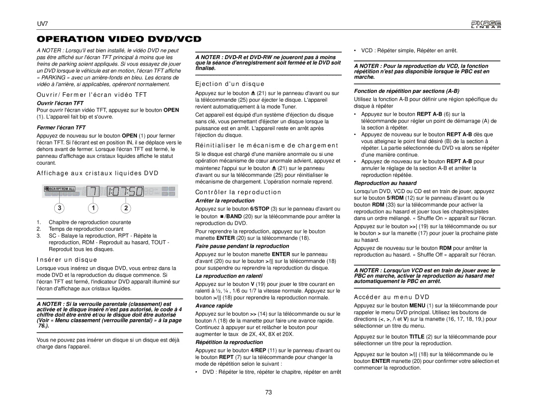 Audiovox UDV7 instruction manual Operation Video DVD/VCD 