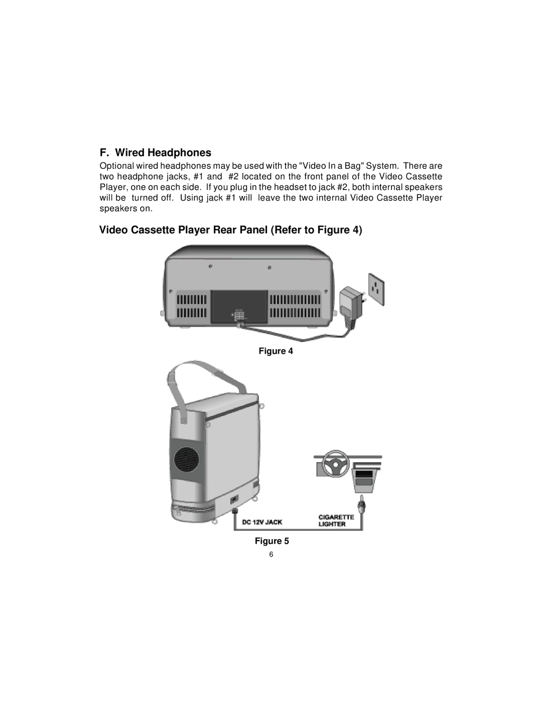 Audiovox VBP1000 manual Wired Headphones, Video Cassette Player Rear Panel Refer to Figure 