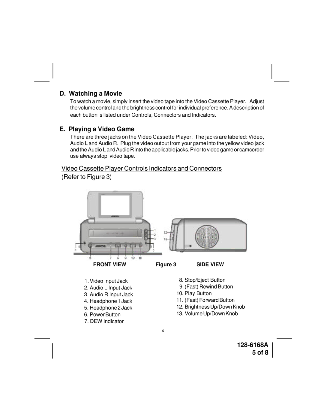 Audiovox VBP2000 manual Watching a Movie, Playing a Video Game 