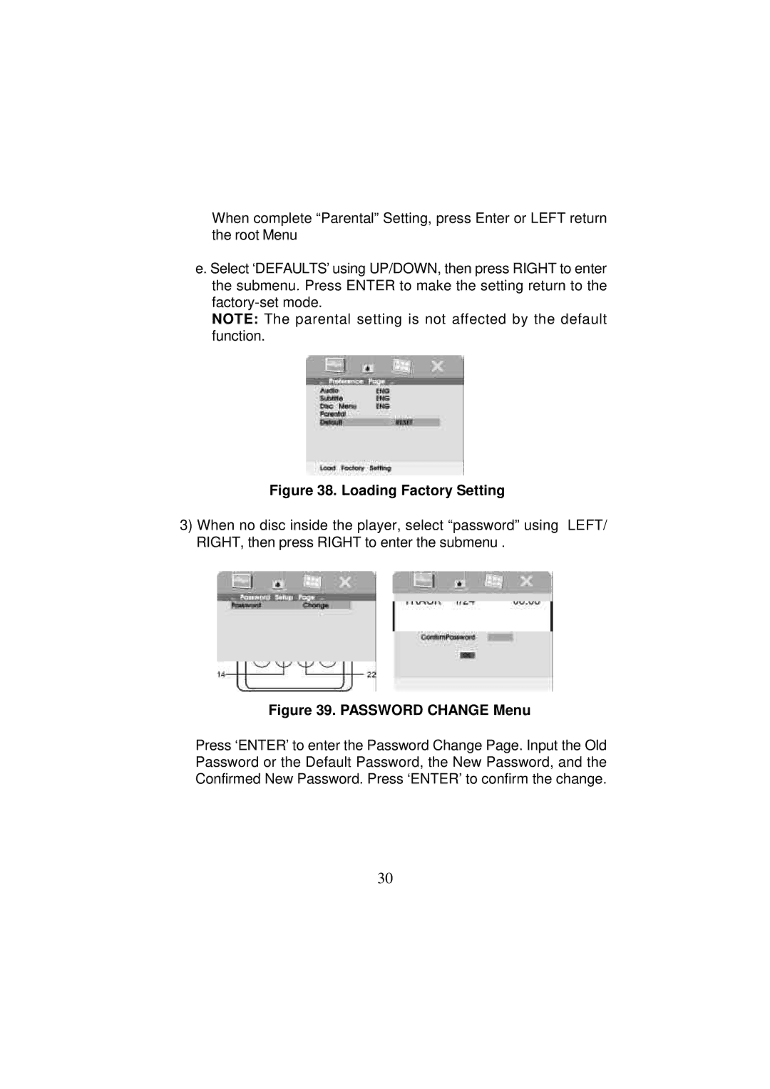 Audiovox VBP3900 manual Loading Factory Setting 