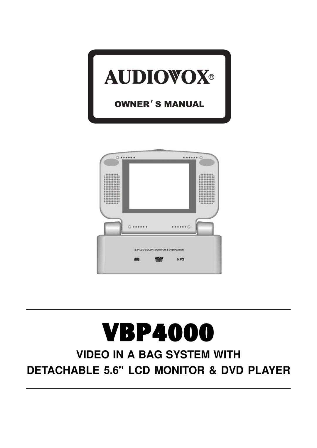 Audiovox VBP4000 manual 