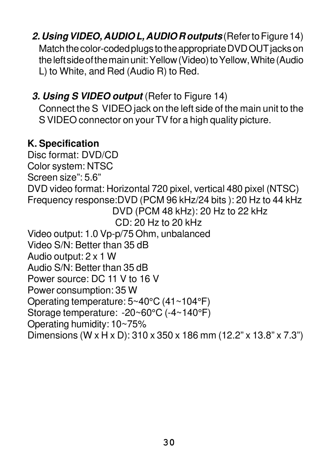 Audiovox VBP4000 manual Using S Video output Refer to Figure 