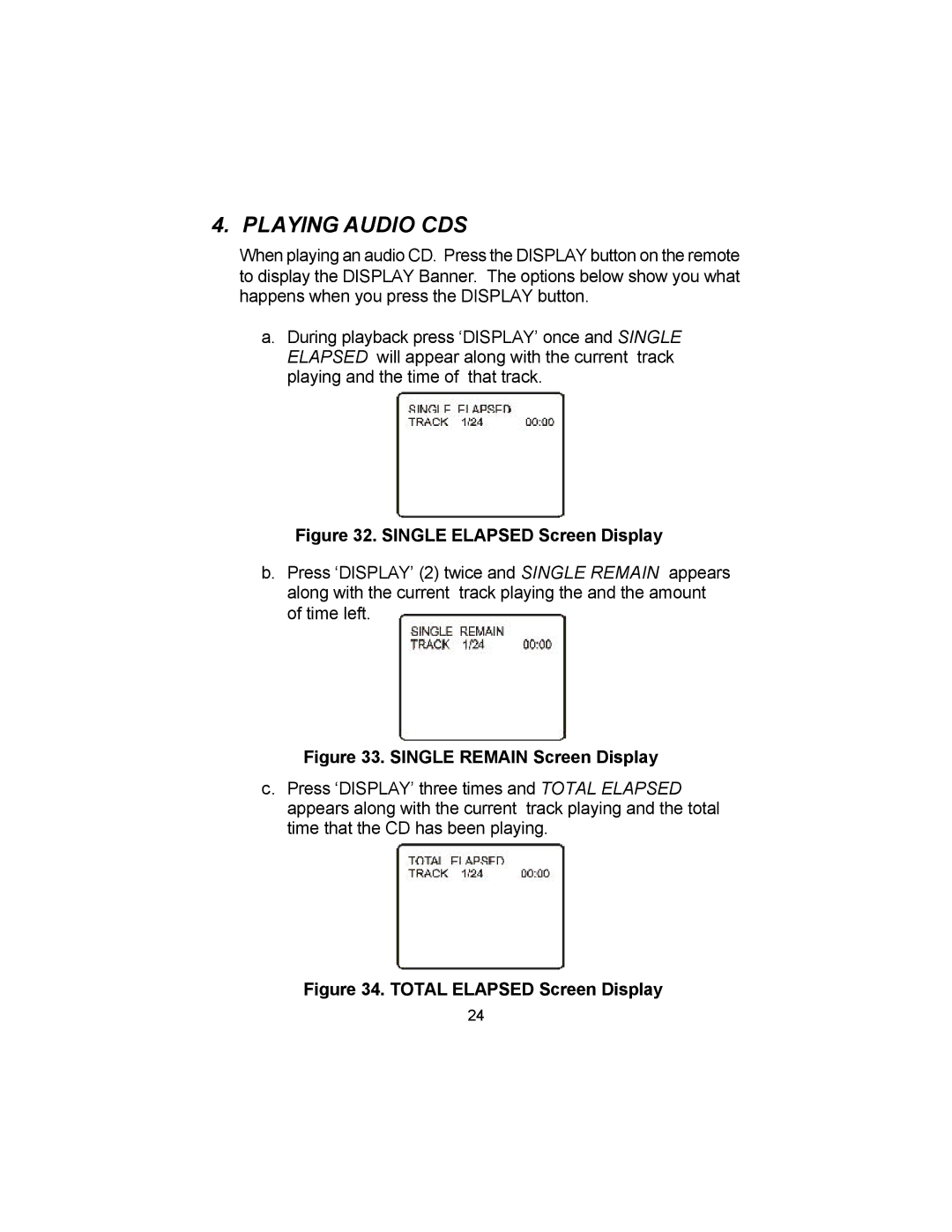 Audiovox VBP50 manual Playing Audio CDS 