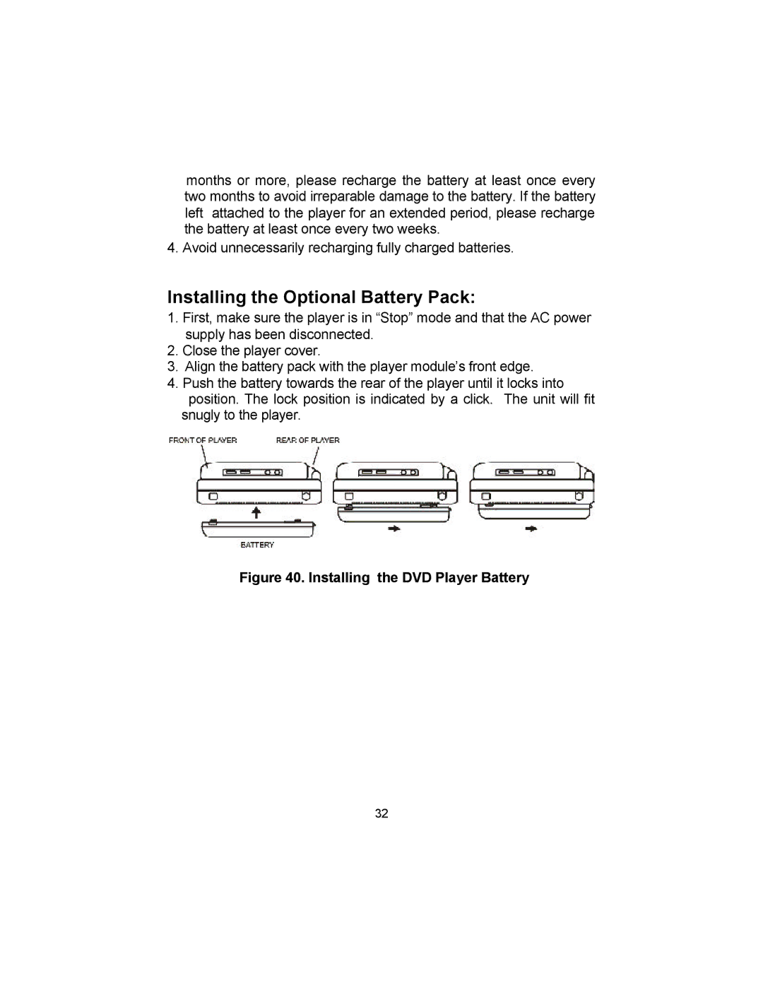 Audiovox VBP50 manual Installing the Optional Battery Pack 