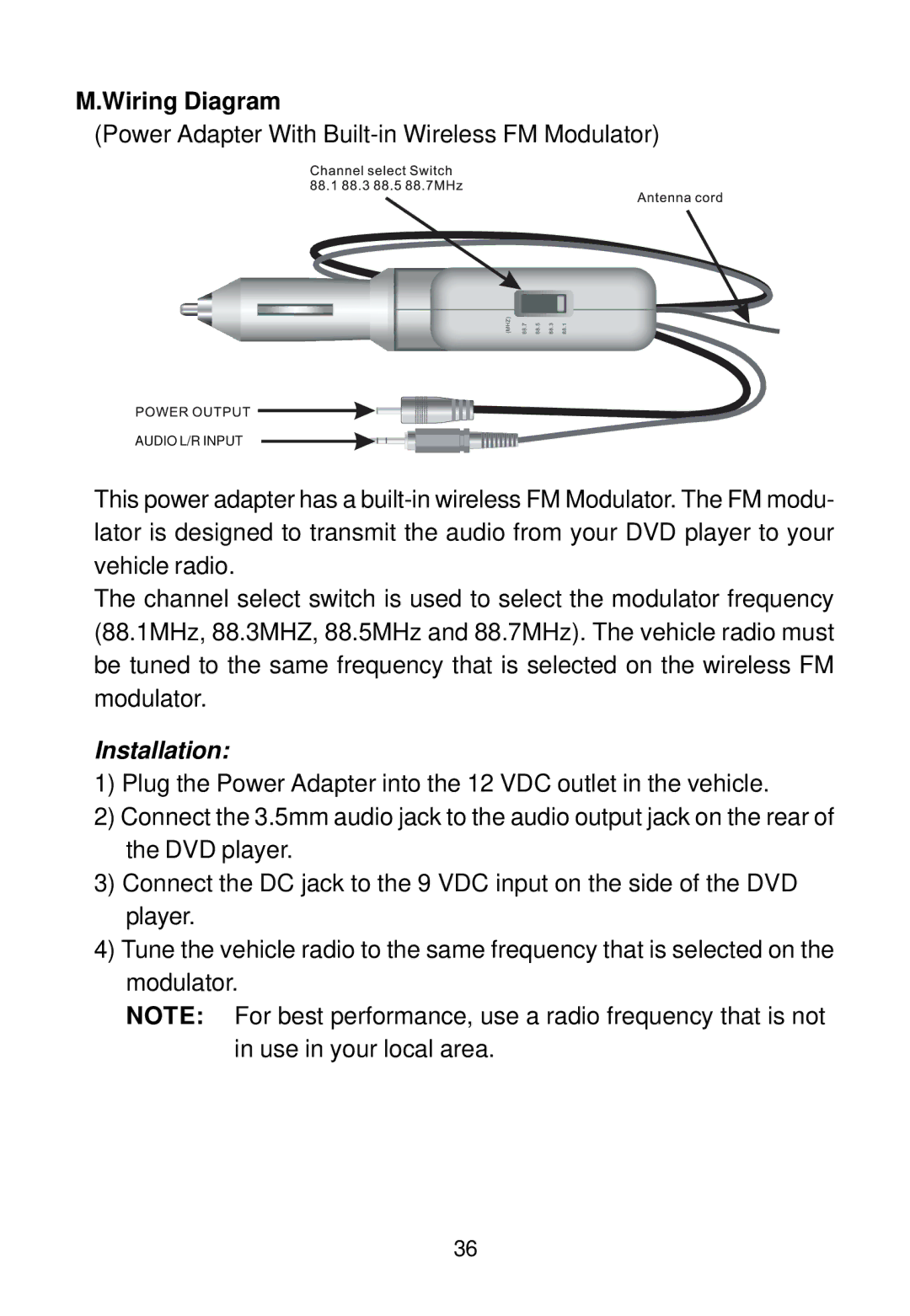 Audiovox VBP500 manual Wiring Diagram, Installation 