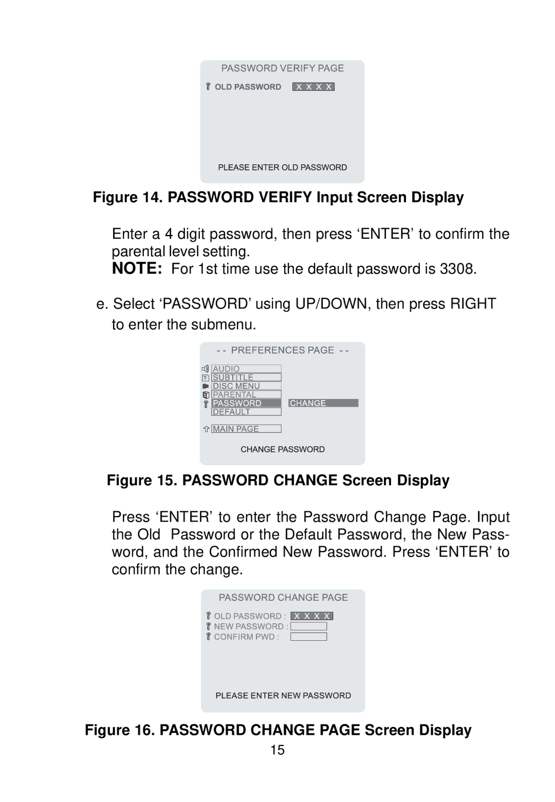 Audiovox VBP58 manual Password Verify Input Screen Display 