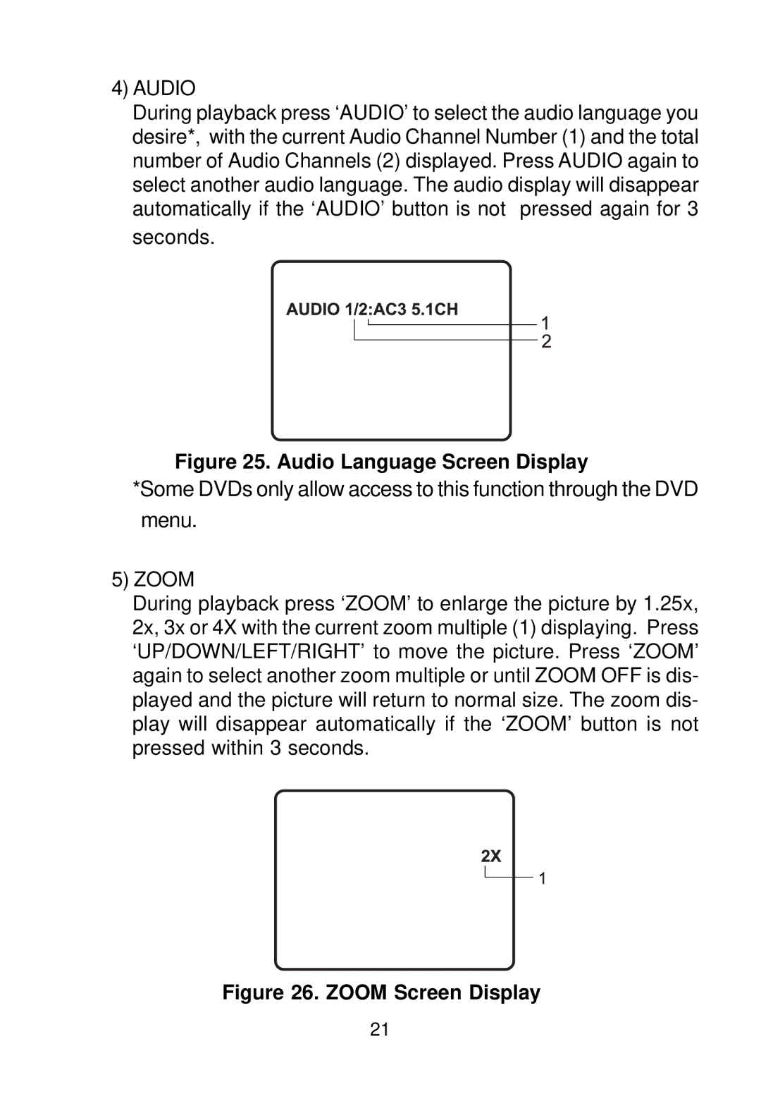 Audiovox VBP58 manual Audio Language Screen Display 