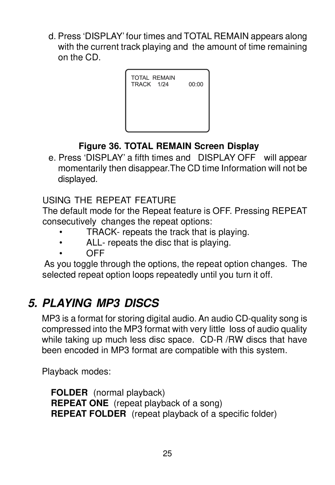 Audiovox VBP58 manual Playing MP3 Discs 