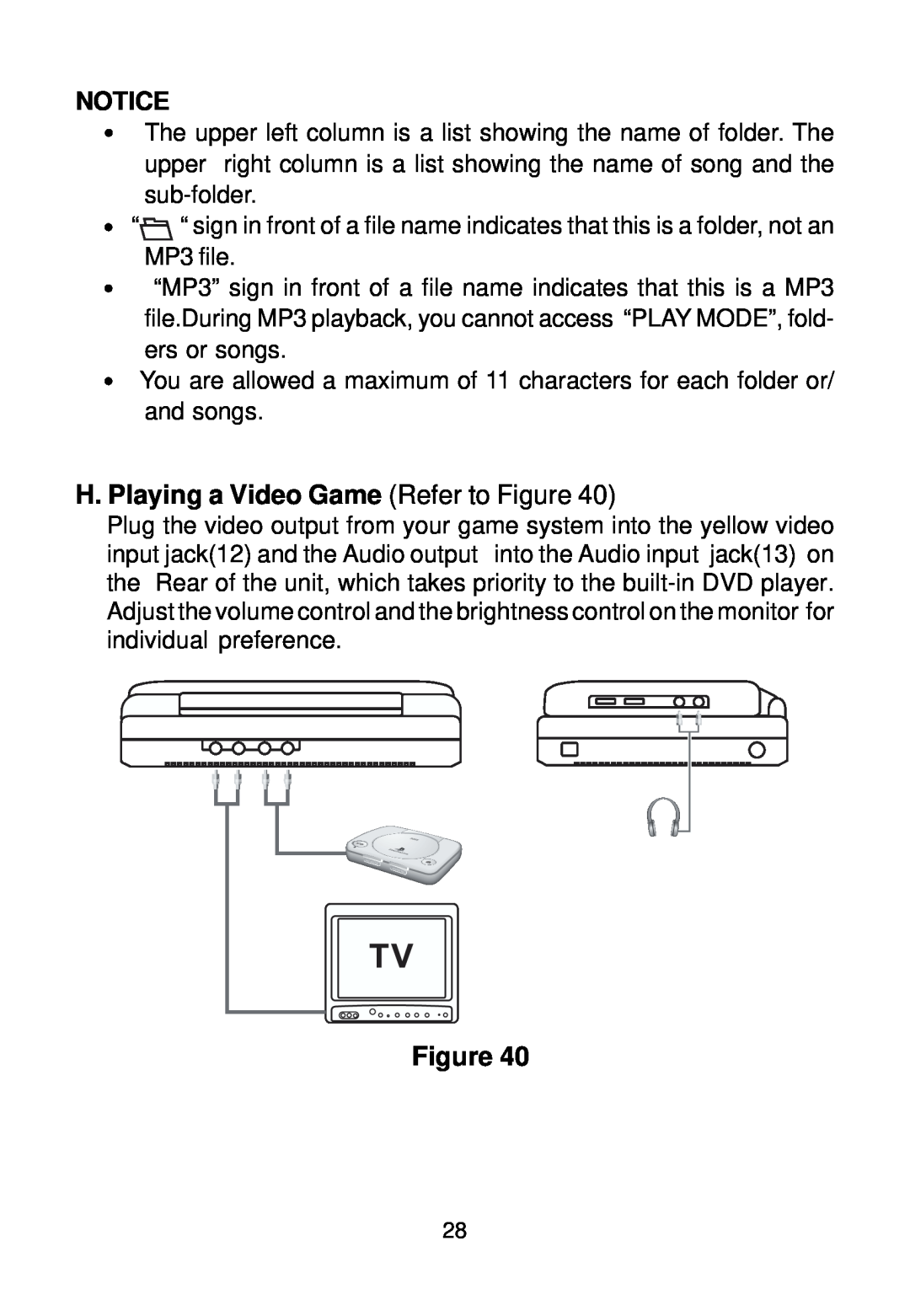 Audiovox VBP58 manual H. Playing a Video Game Refer to Figure 