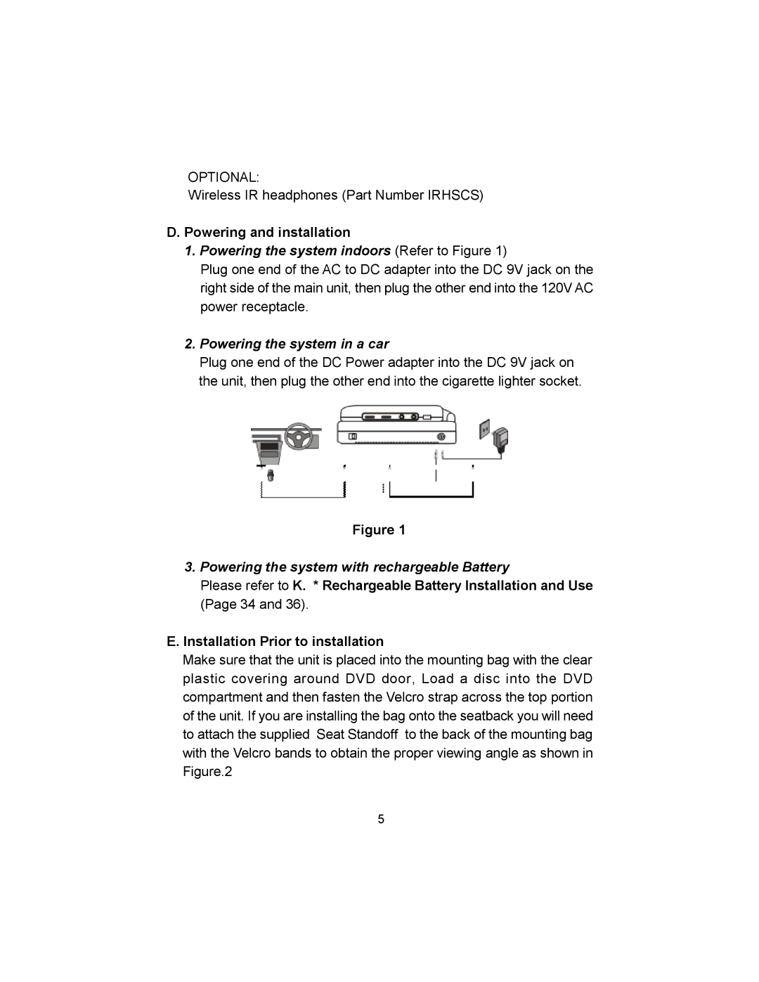 Audiovox VBP620 manual Powering and installation, Installation Prior to installation 