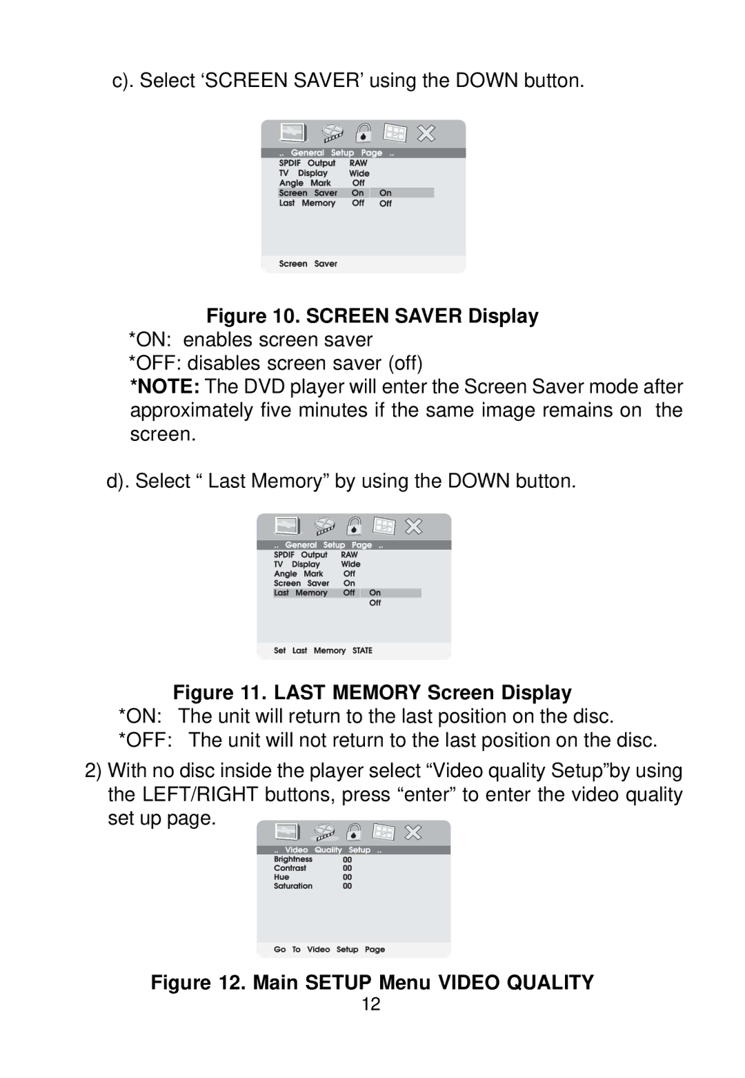 Audiovox VBP70 manual Screen Saver Display 