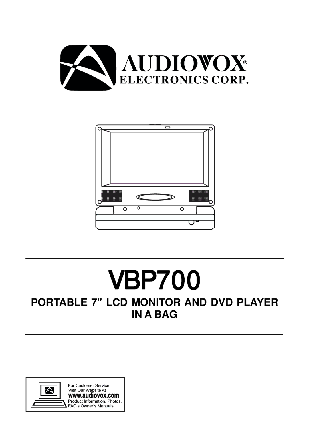 Audiovox VBP700 manual 