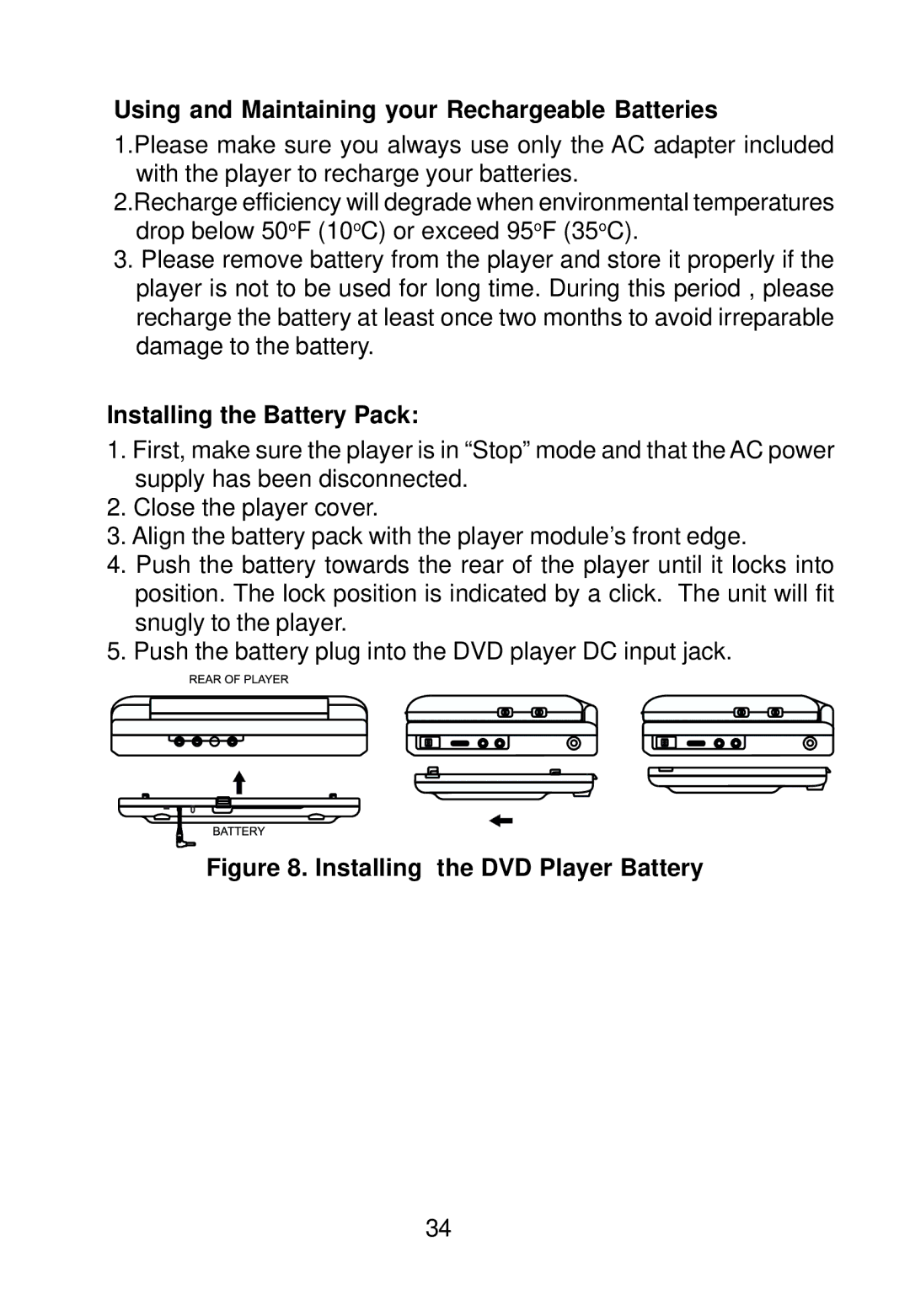 Audiovox VBP700 manual Using and Maintaining your Rechargeable Batteries, Installing the Battery Pack 