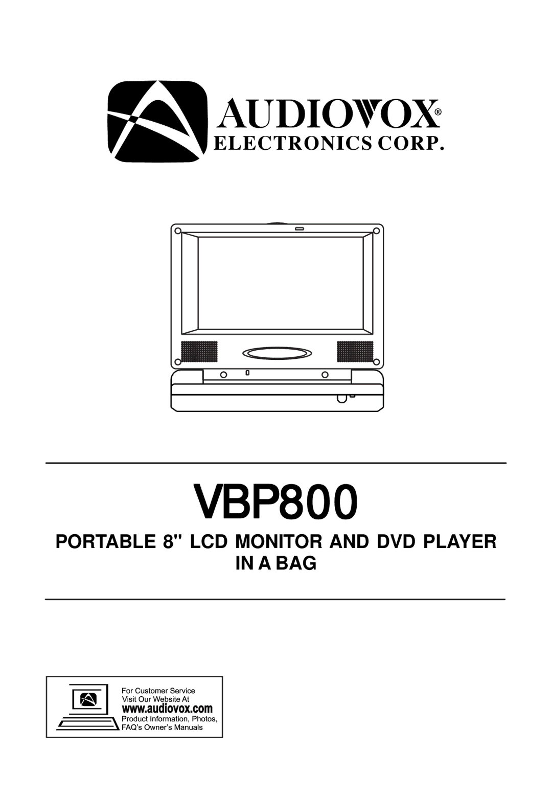 Audiovox VBP800 manual 