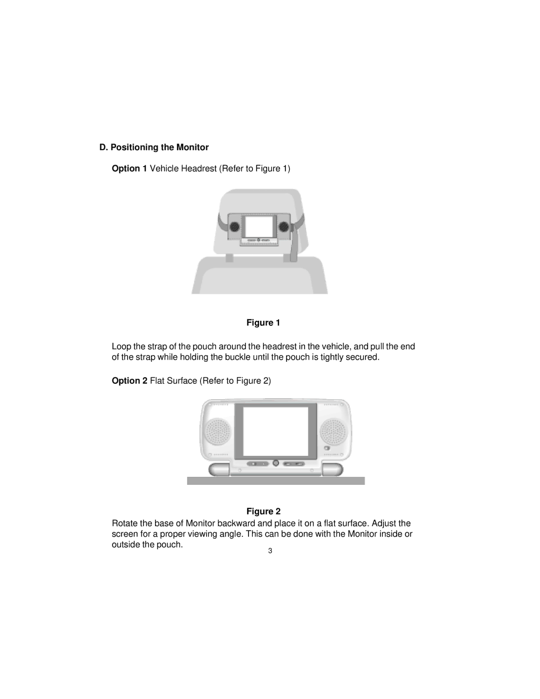 Audiovox VBPEX5 owner manual Positioning the Monitor 