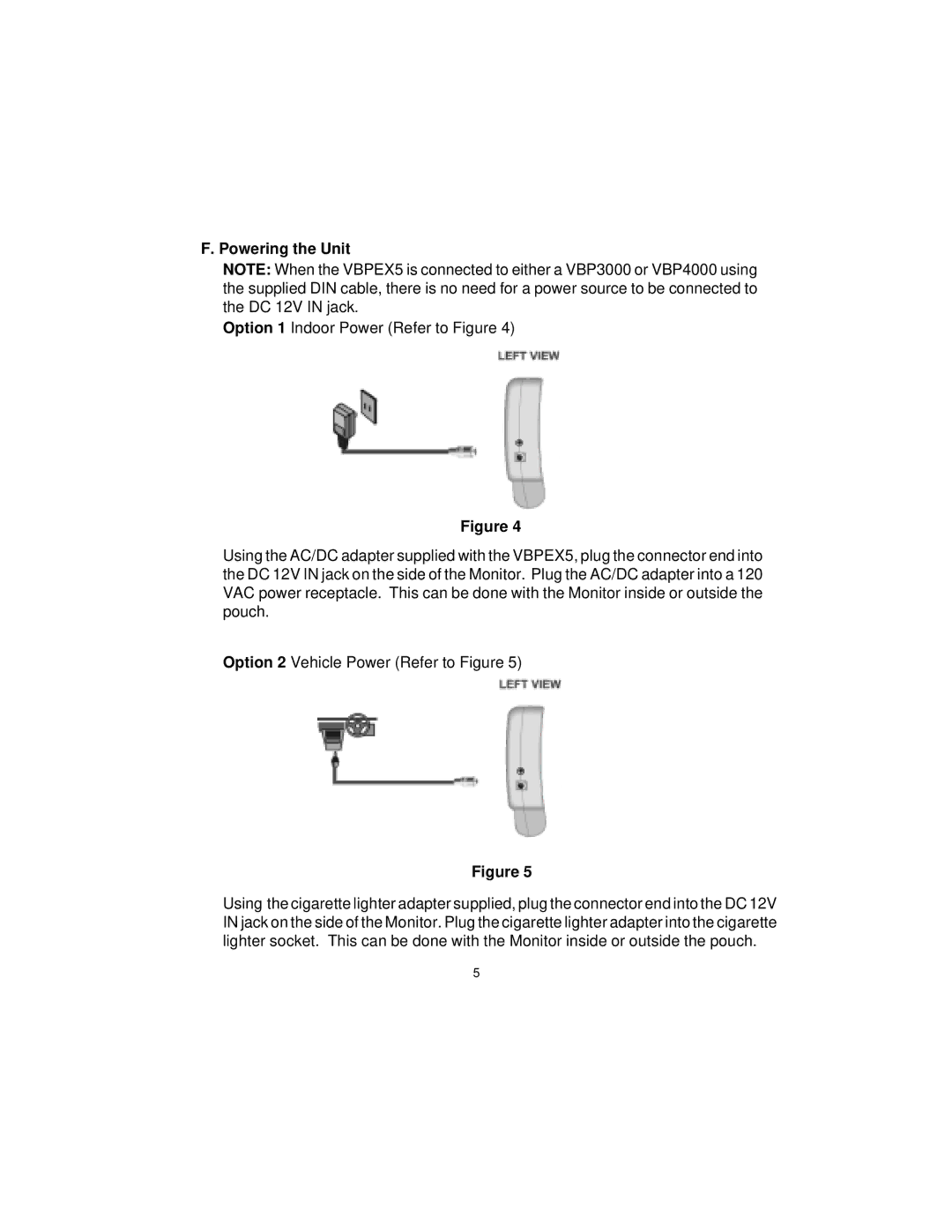 Audiovox VBPEX5 owner manual Powering the Unit 